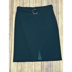 Asymmetrical Skirt With Belt Forest Green Size 12